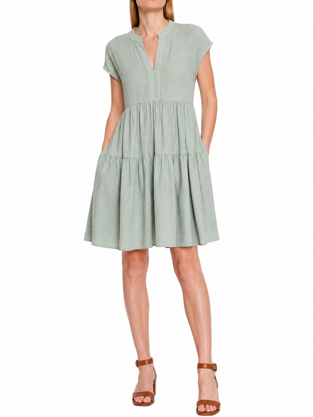 CALVIN KLEIN Women's Gauze Shift Dress-Size 4- Sage Green color